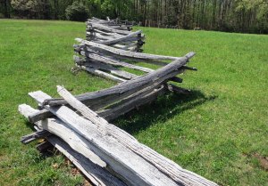 Pioneer fence on display at Groundhog Mountain on the Blue Ridge Parkway in Virginia.