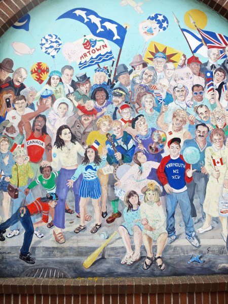 This mural featured a number of inhabitants in the town.