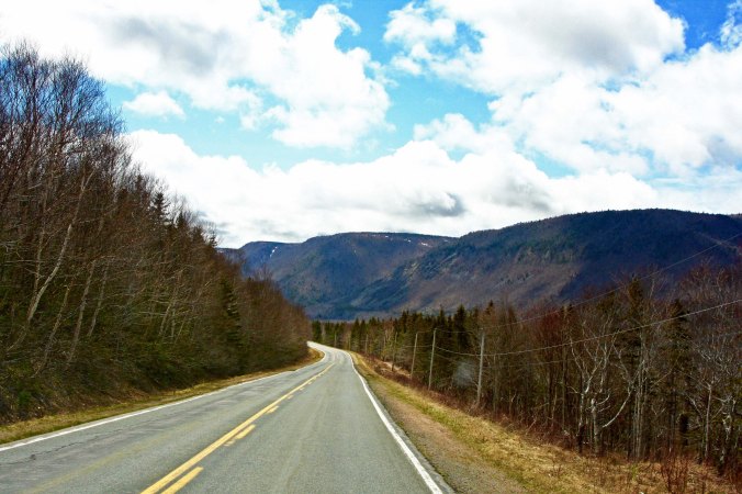 One of the steepest climbs along the Cabot Trail in Nova Scotia was climbing up this hill into the Highlands.