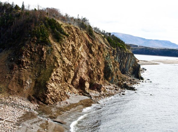 This impressive cliff was near the road work.