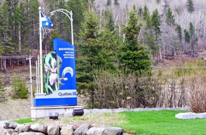 A sign welcomed me to Quebec. I would have many miles of cycling before I left the province.