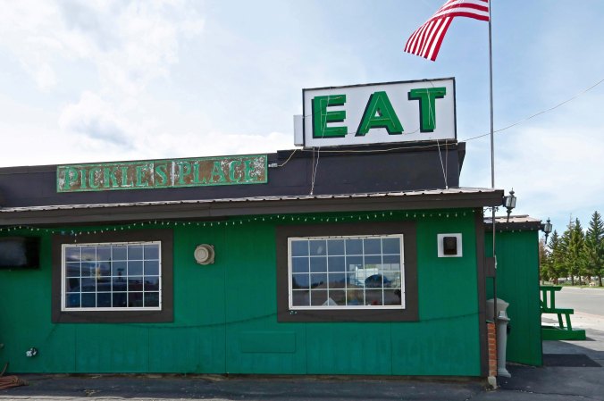 Pickle's Place is one of many delightfully unique restaurants I found along the road. Located in Arco, Idaho (once known as Root Hog) it features the Atomic Burger in honor of the fact that Arco was the first place in the world to be lit with atomic power.