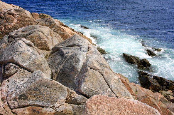 The Atlantic Ocean greeted me along this rocky shoreline of the Cape Breton Highlands in Nova Scotiia. This was my fattest point east. After this it was time to turn around and ride 5,000 miles west.