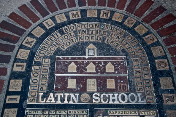 This plaque on School Street notes where the Latin School stood. Founded on April 23, 1635, it is the oldest public school house in America. People such as Benjamin Franklin, Samuel Adams and John Hancock attend the school. Public education in America may become a thing of the past under Betsy DeVos, his new Secretary of Education, who will gut public schools in favor of private schools whose motivation is either profit or the promotion of a particular belief system,.