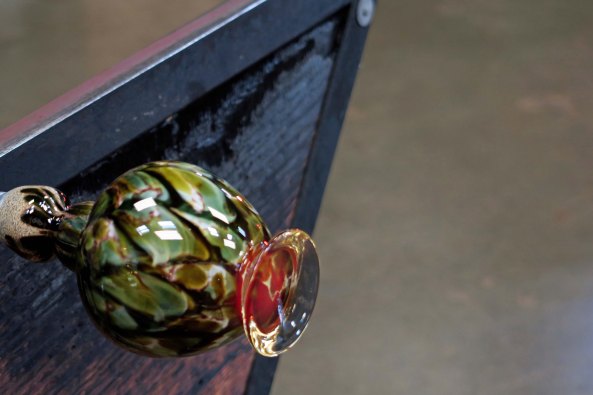 A close to finished vase at the Glass Forge, Grants Pass, Oregon.