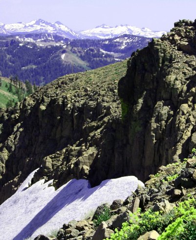 Leading a group of people through rugged terrain for long distances was a bit more scary than sending out Christmas Seals. Here we are looking south from the Granite Chief Wilderness to the Desolation Wilderness, a route we followed several times on the Sierra Trek.