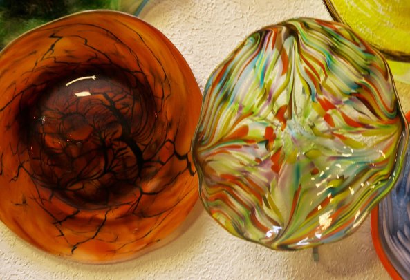 Two bowls from the Glass Forge of Grants Pass Oregon.