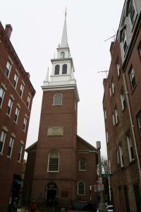 Front view of Old North Church in Boston, Massachusetts.