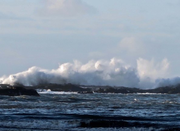 The Oregon Coast is noted for its crashing waves such as these at Sunset Bay near Coos bay, Oregon.