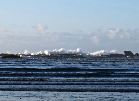 Waves crashing over rocks outside of Sunset Bay near Coos Bay, Oregon.