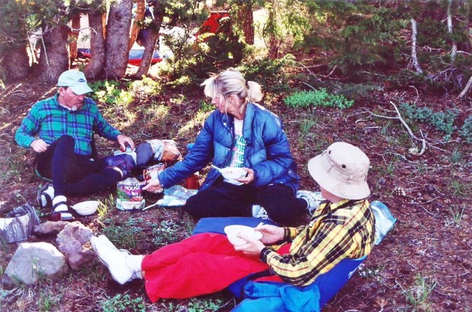 From the very beginning, I divided my participants into food groups of 3-4 people. That way, cooking equipment and responsibilities can be divided up. We've tried many foods over the years. Mountain House, shown here, has been consistently good.