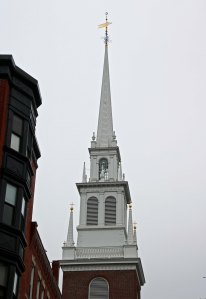 Steeple of the Old North Church in Boston, Massachusetts that played an important role in the beginning of the Revolutionary War.