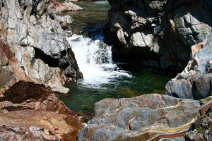 Waterfall and pool on Five Lakes Creek in the Granite Chief Wilderness area behind Squaw Valley, California.