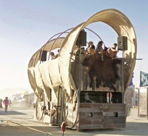 Conestoga Wagon mutant vehicle at Burning Man.