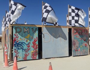Headquarters for the Deparment of Mutant Vehicles at Burning Man.