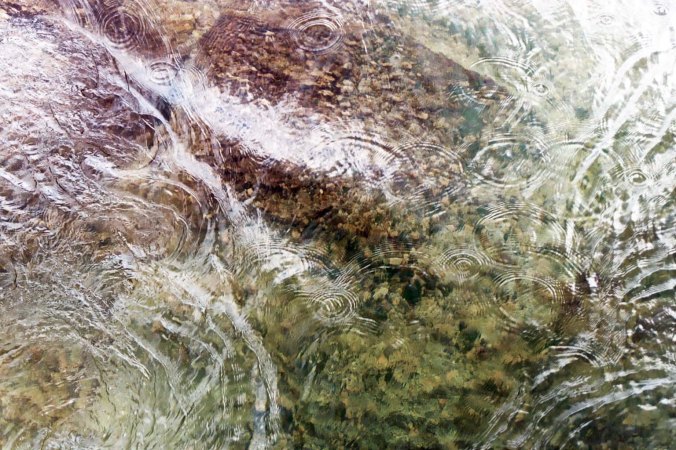 How about rain drops falling on the water...