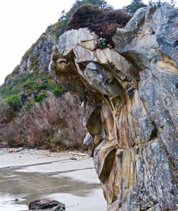 Rock overhang at Harris Beach State Park near Brookings, Oregon.