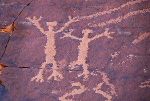 Petroglyphs on Atlatl Rock in Valley of Fire State Park, southern Nevada.