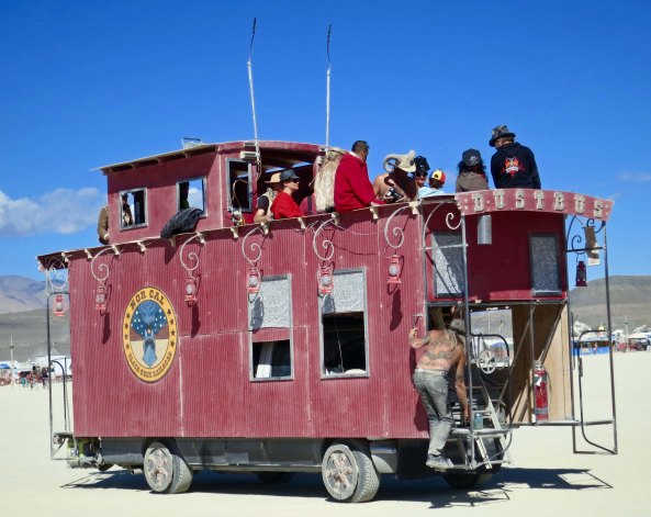 Caboose mutant vehicle at Burning Man.