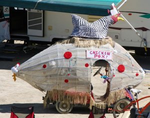 Chicken Pox mutant vehicle at Burning Man.