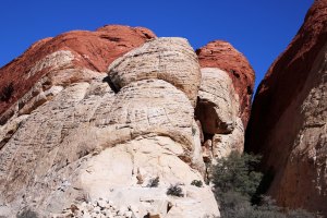 Red and white rock formation in Red Rock Canyon on the edge of Las Vegas.
