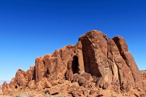 Sandstone mountain along road to White Dunes in Valley of Fire State Park.