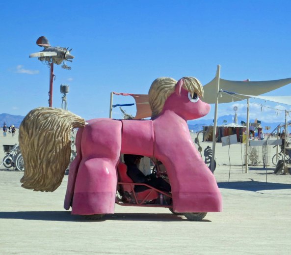 Sparkle Pony Mutant Vehicle at Burning Man. 