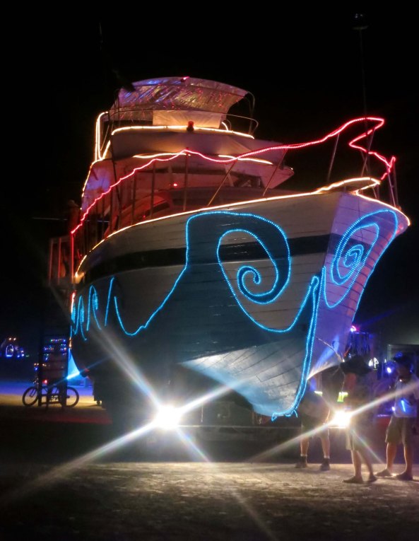 The yacht Christina, a mutant vehicle at Burning Man.