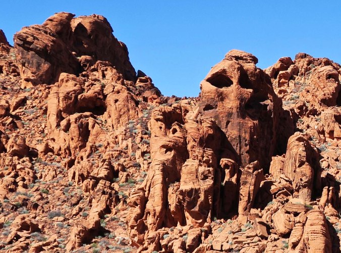 Faces in the rocks at Valley of Fire State Park.