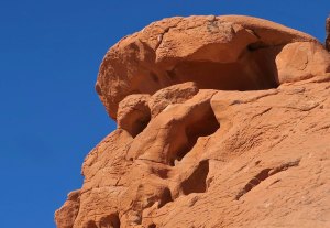 Rock sculpture near Visitor's Center at Valley of Fire State Park.