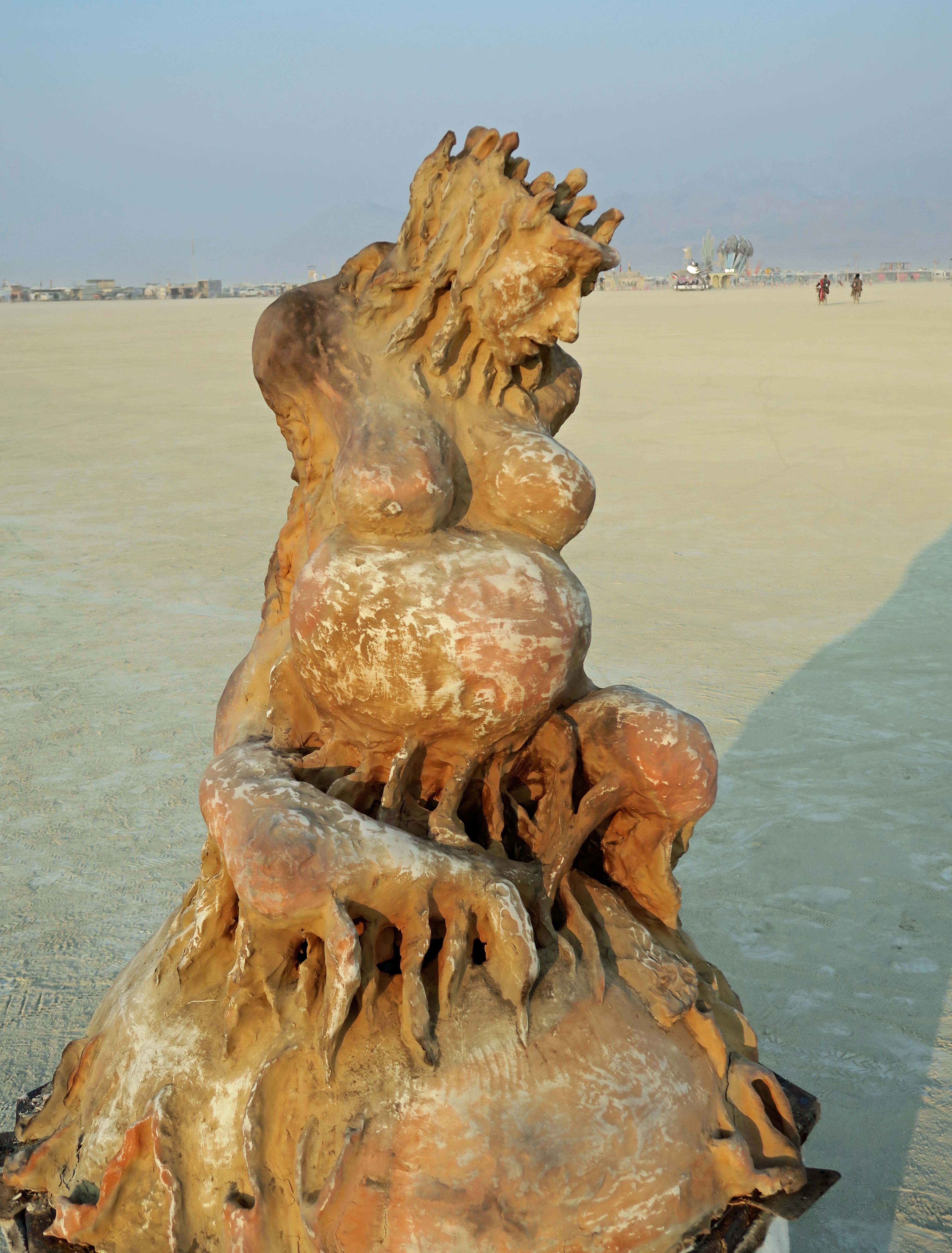 Pegnant woman sculpture at Burning Man 2017