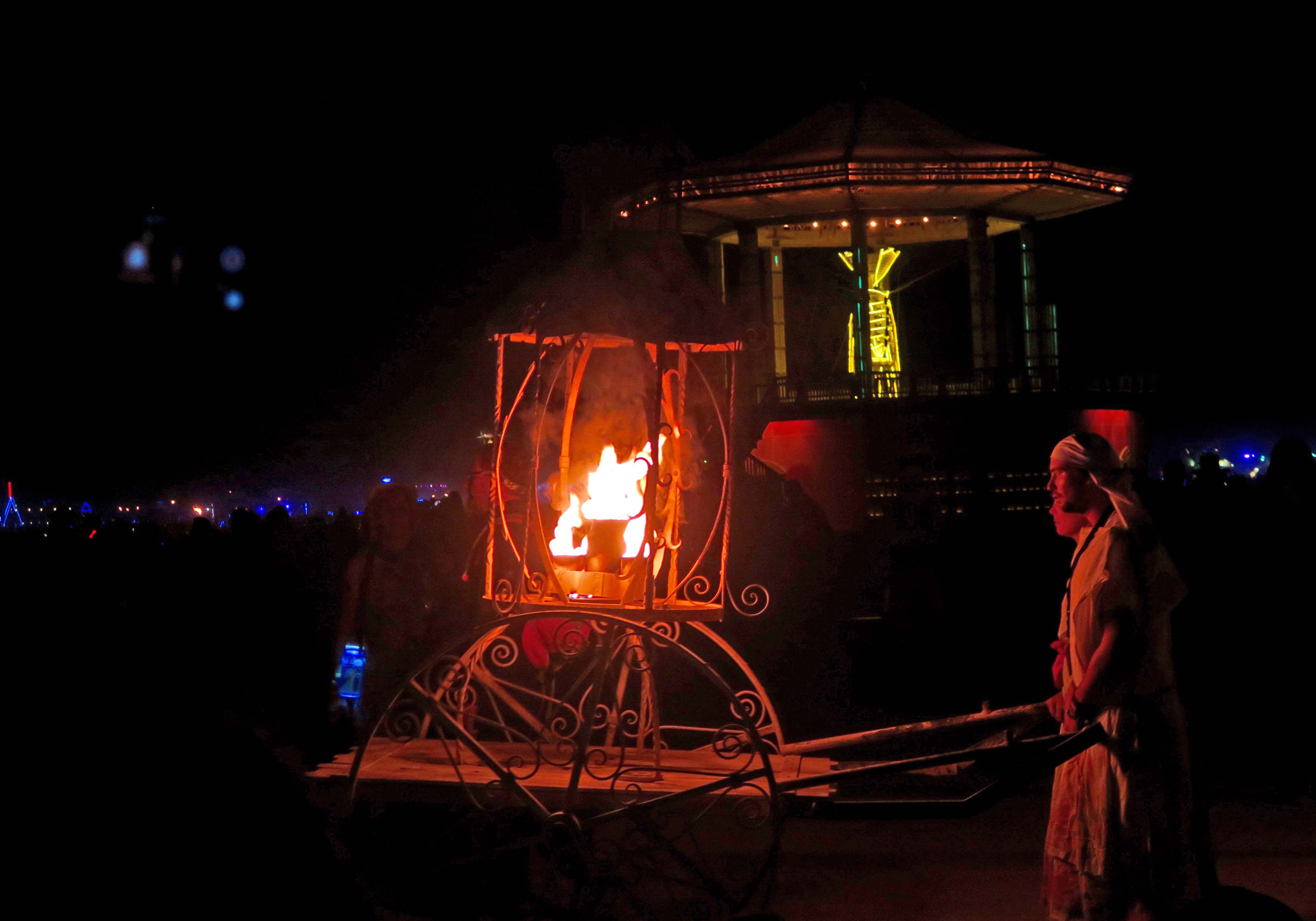 Fire cart on way to light Man at Burning Man 2017