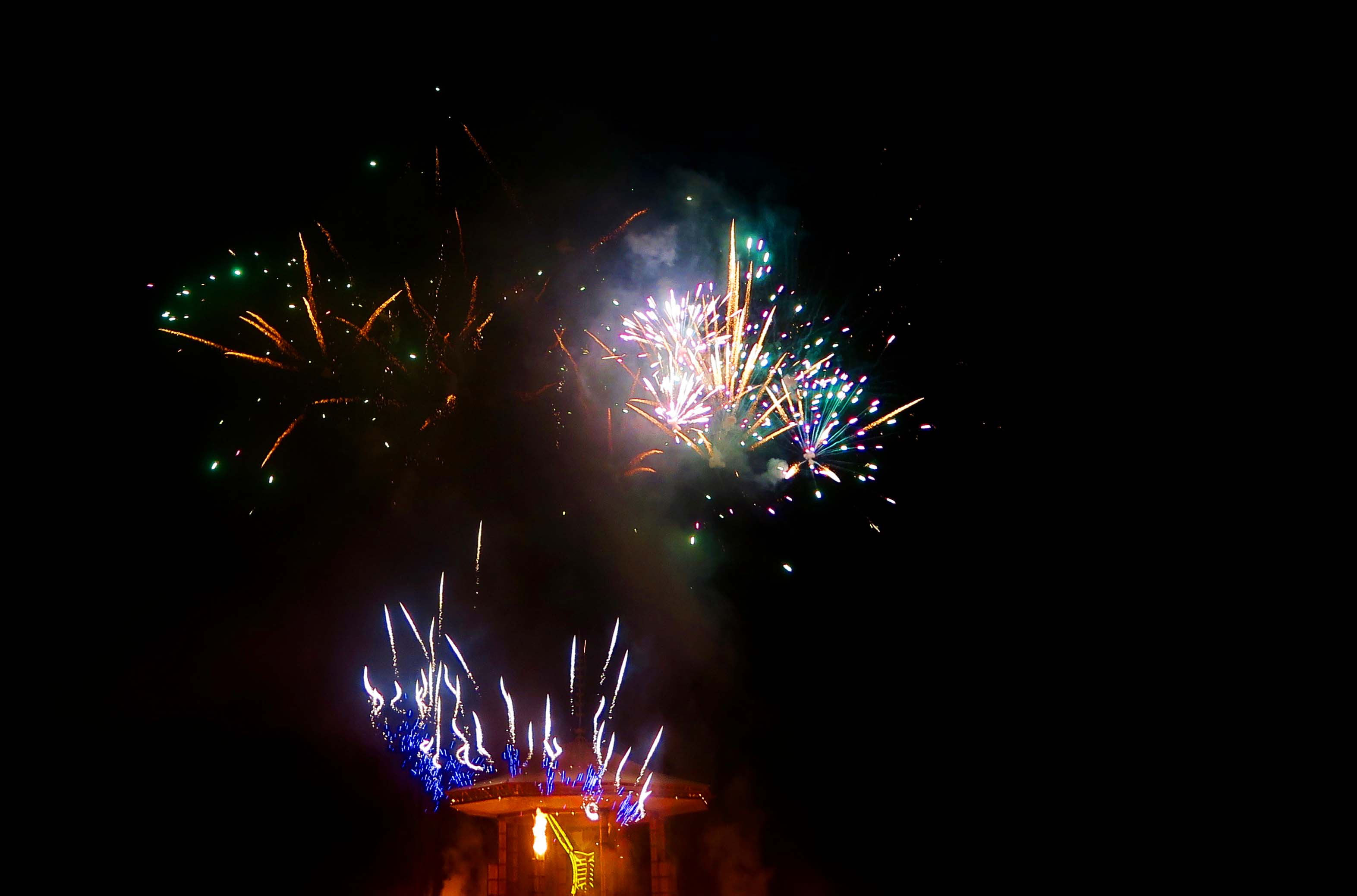 Fireworks on burn night, Burning Man 2017