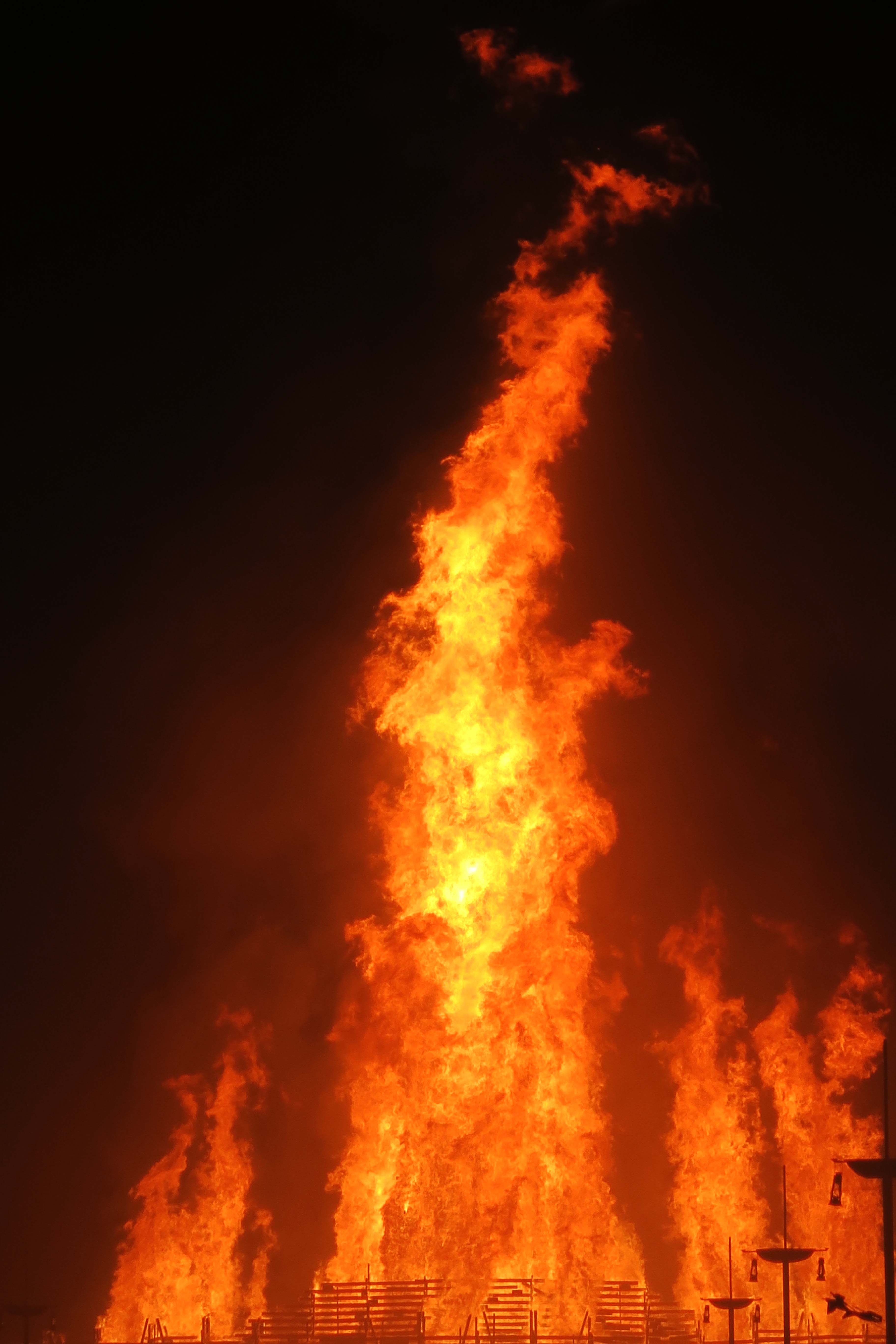 Flames shoot high at 2017 Temple burn at Burning Man