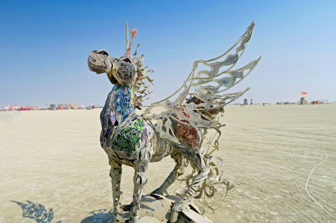 Flying unicorn at Burning Man 2017