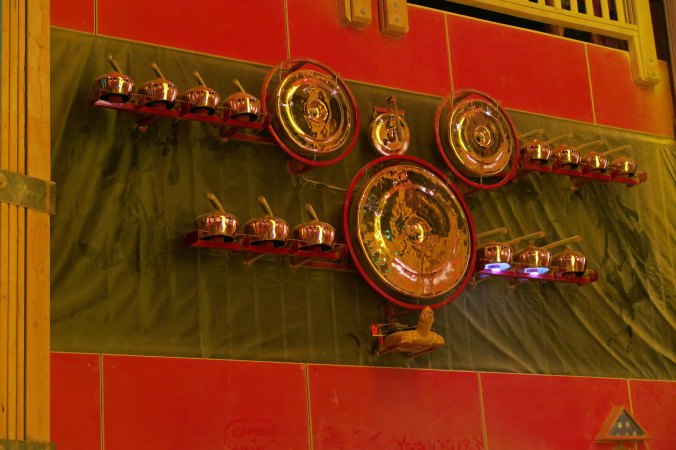 Gongs in Temple of Golden Spike, Burning Man 2017