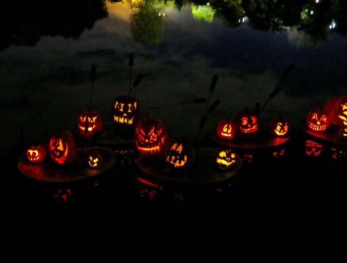 Halloween pumpkin reflections at Jack-o-Lantern Spectacular