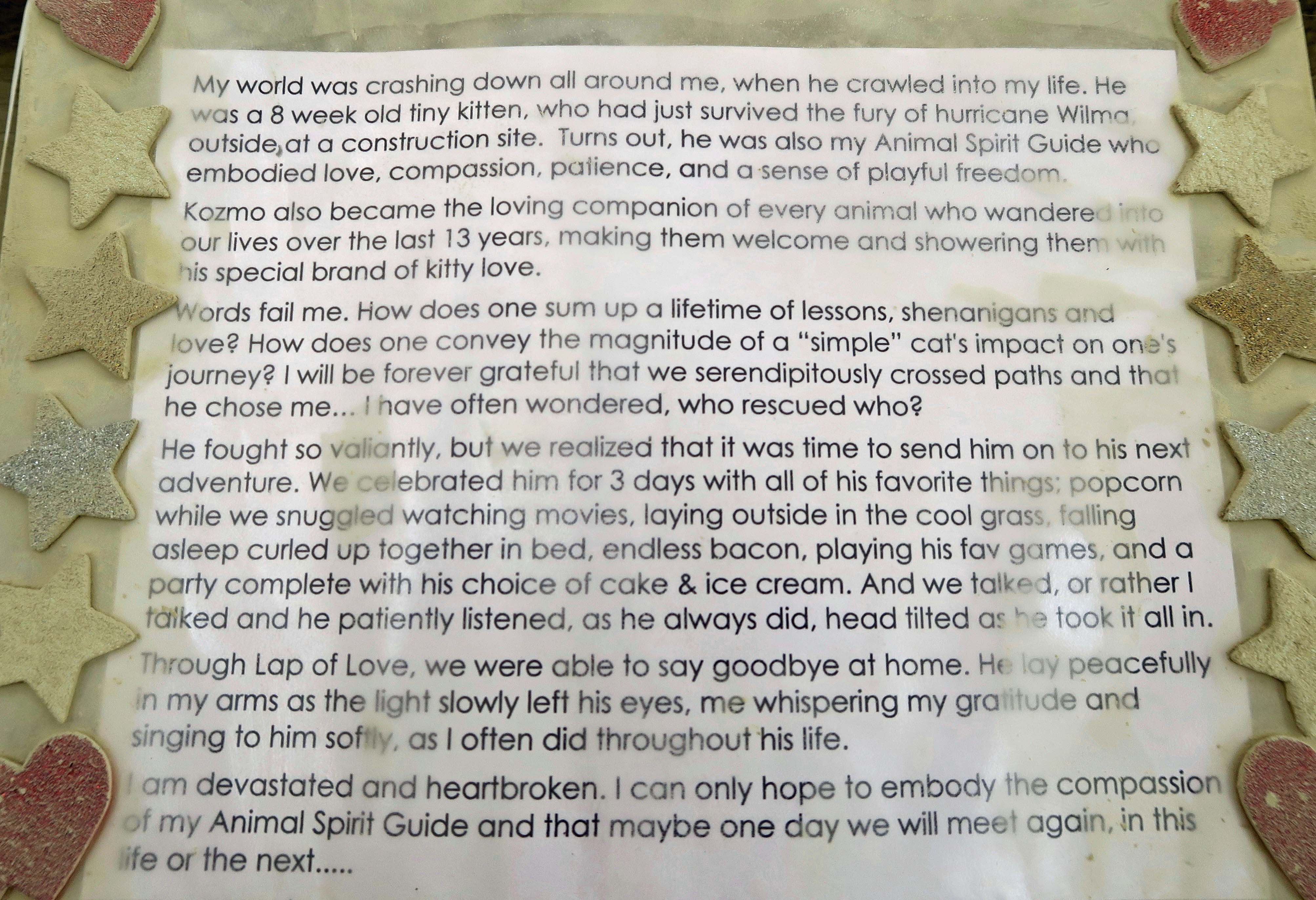 Memorial to Kozmo the cat at Temple, Burning Man 2017