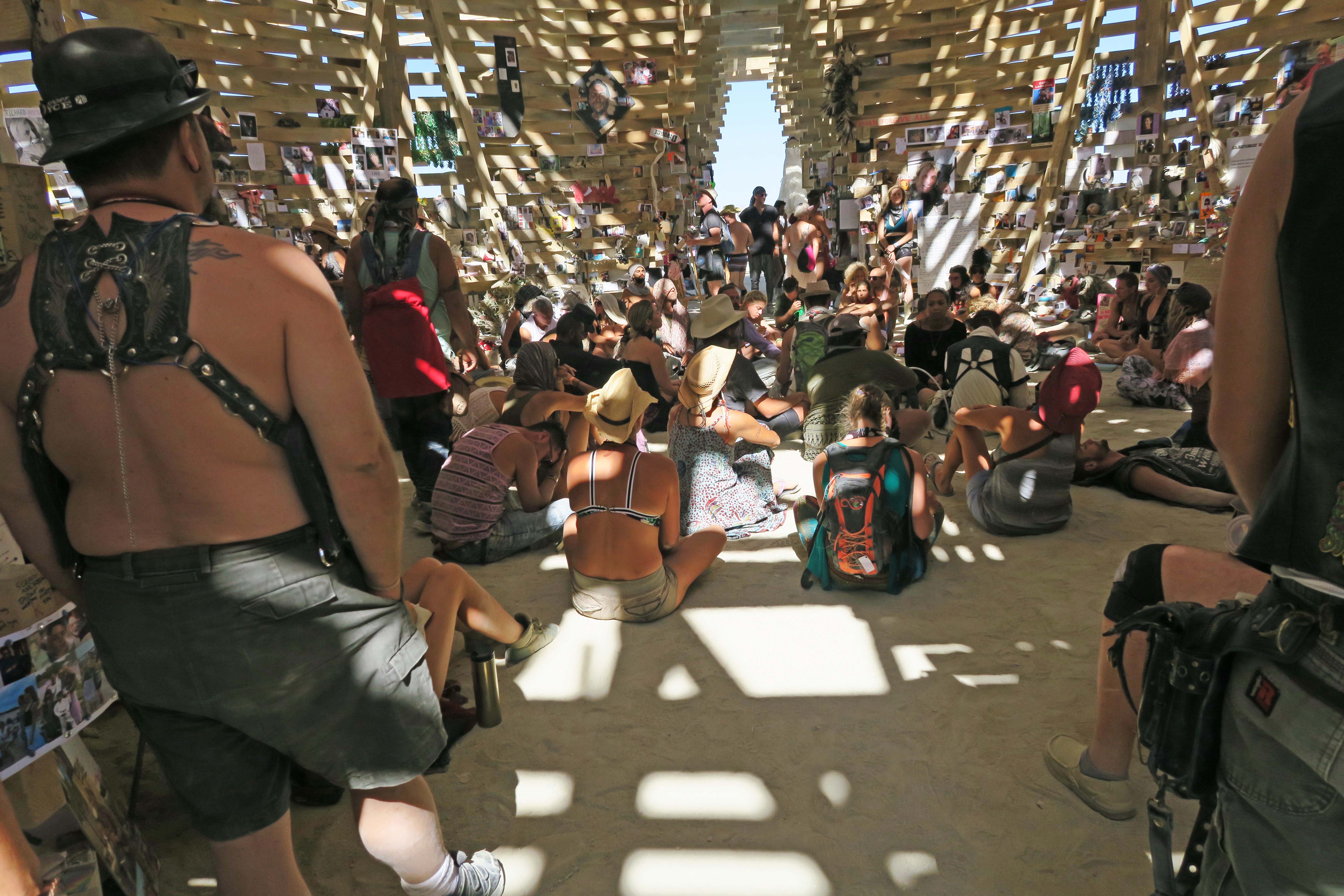 People inside Temple at Burning Man 2017