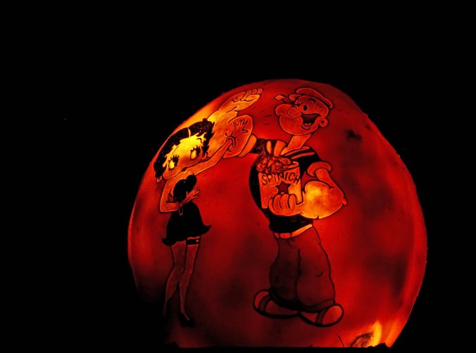 Popeye and Betty Boop pumpkin at Jack-o-Lantern Spectacular, Providence, RI