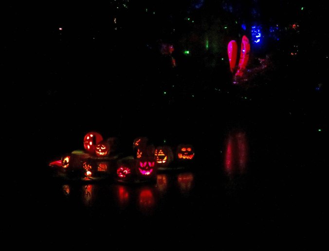 Pumpkins on pond at Jack-o-Lantern Spectacular in Providence, RI