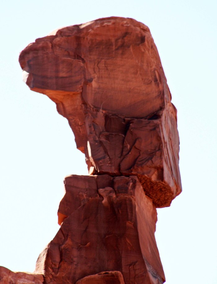 Sliding off pedestal, Arches, NP