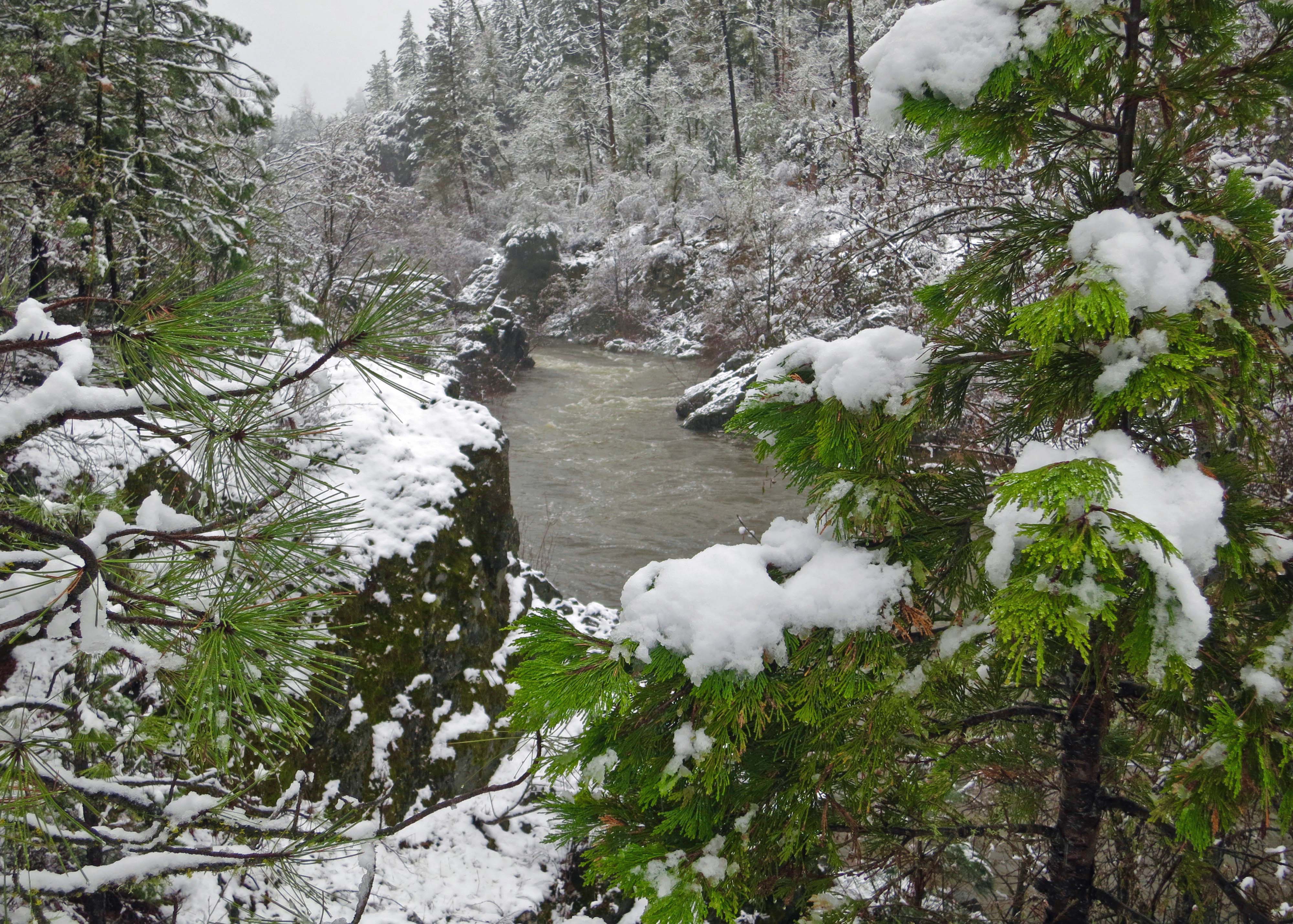 Applegate River in snow storm
