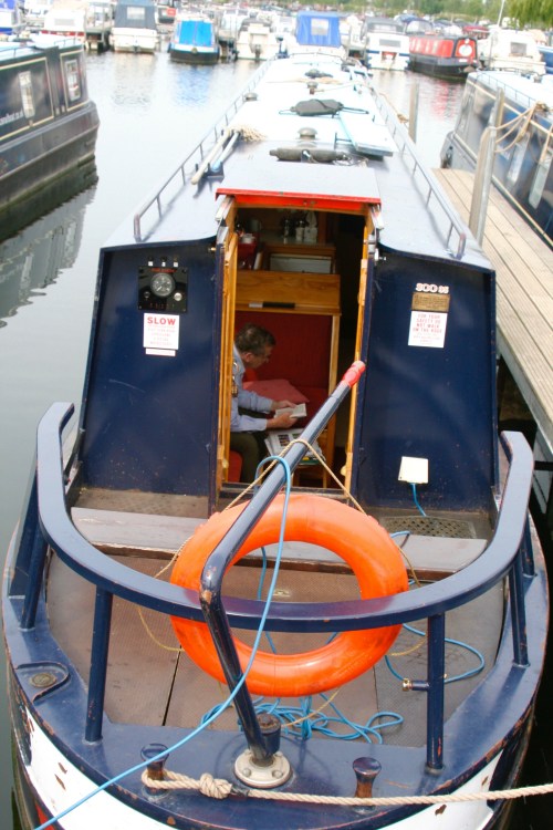Jim researching our Trent and Mercey Canal trip