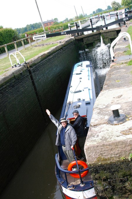 Narrowboat in lock on Trent and Mercy Canal