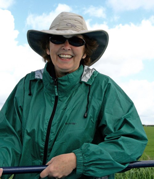 Peggy Mekemson enjoying sunshine on Trent and Mersey Canal