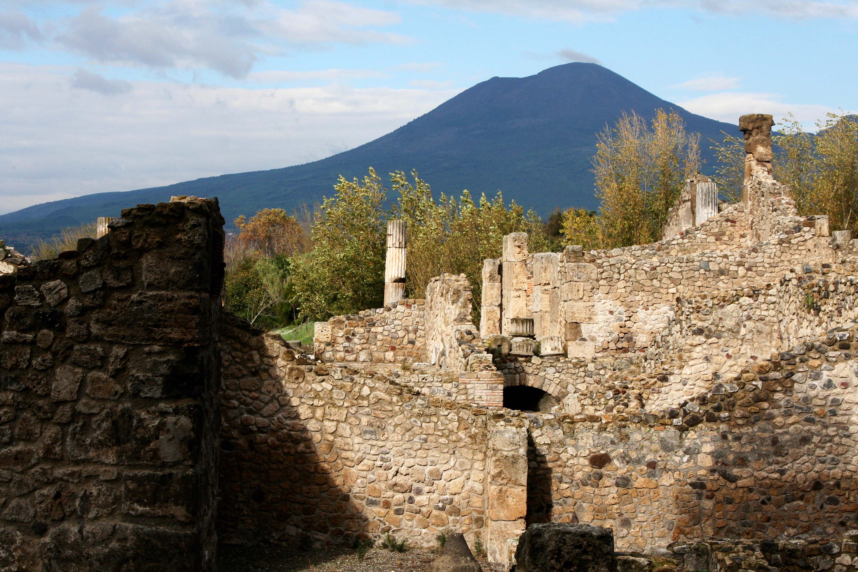 Ruins at Pompeii and Mt. Vesuvius