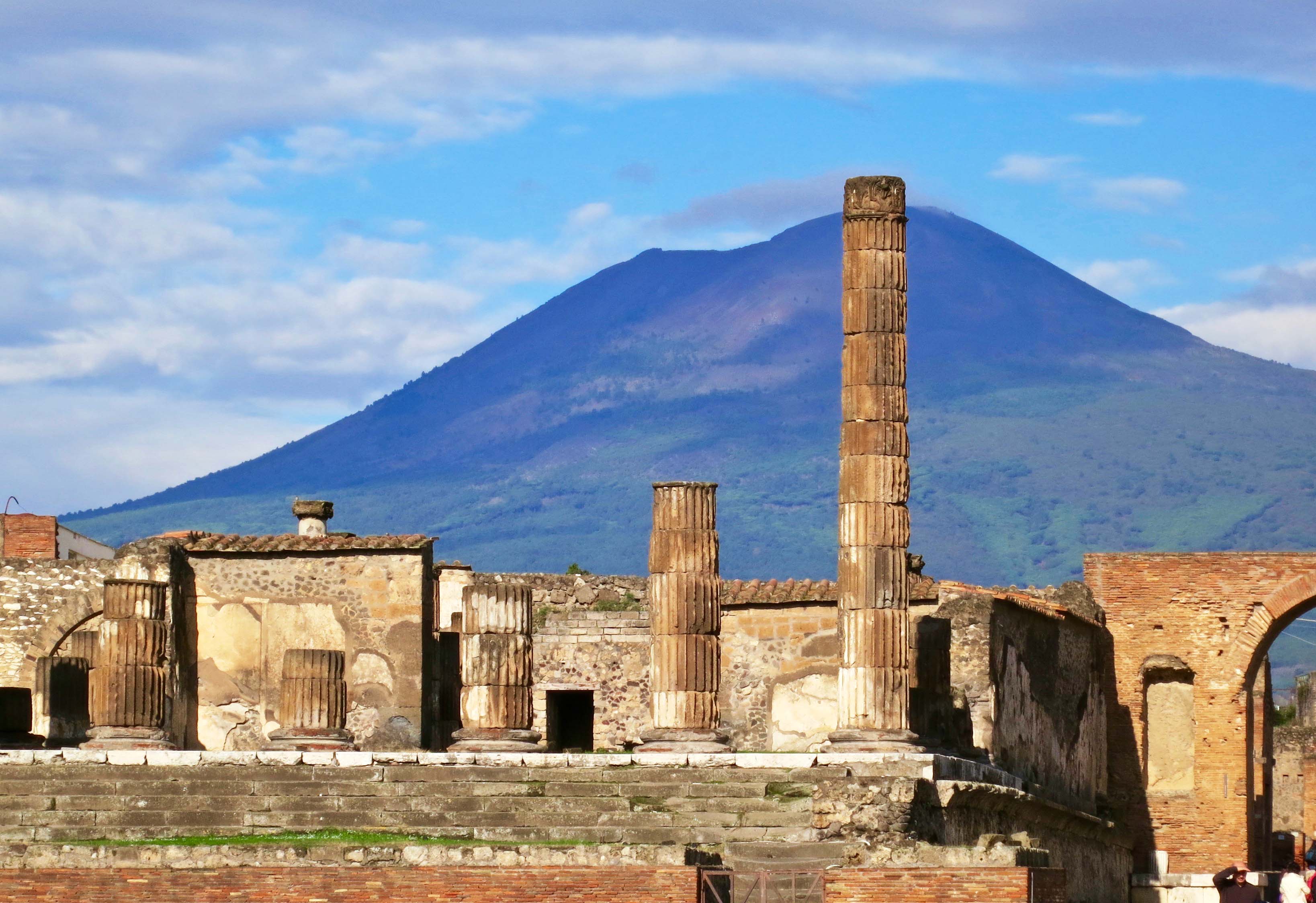 Temple of Jupiter and Mt. Vesuvius