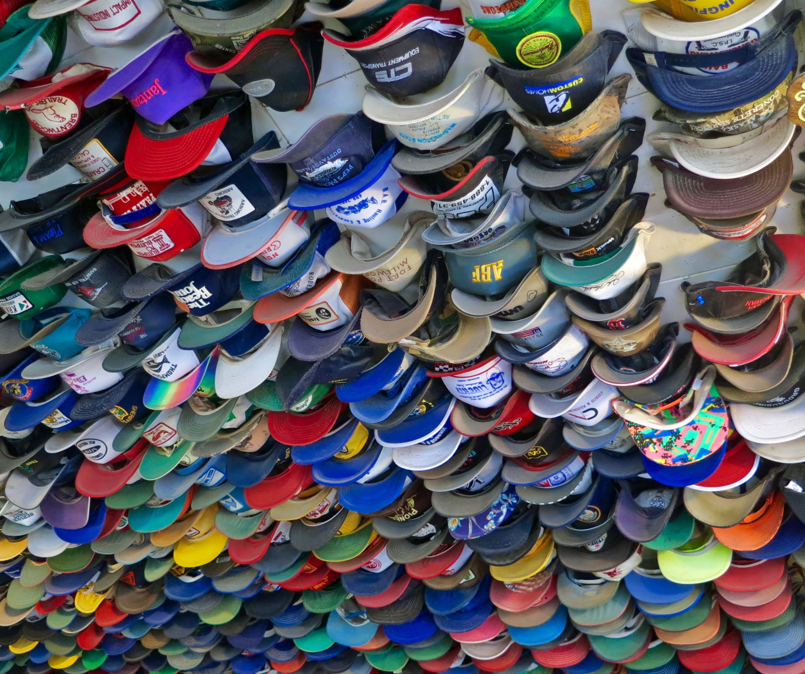 Baseball caps at Toad River Lodge on Alaska Highway