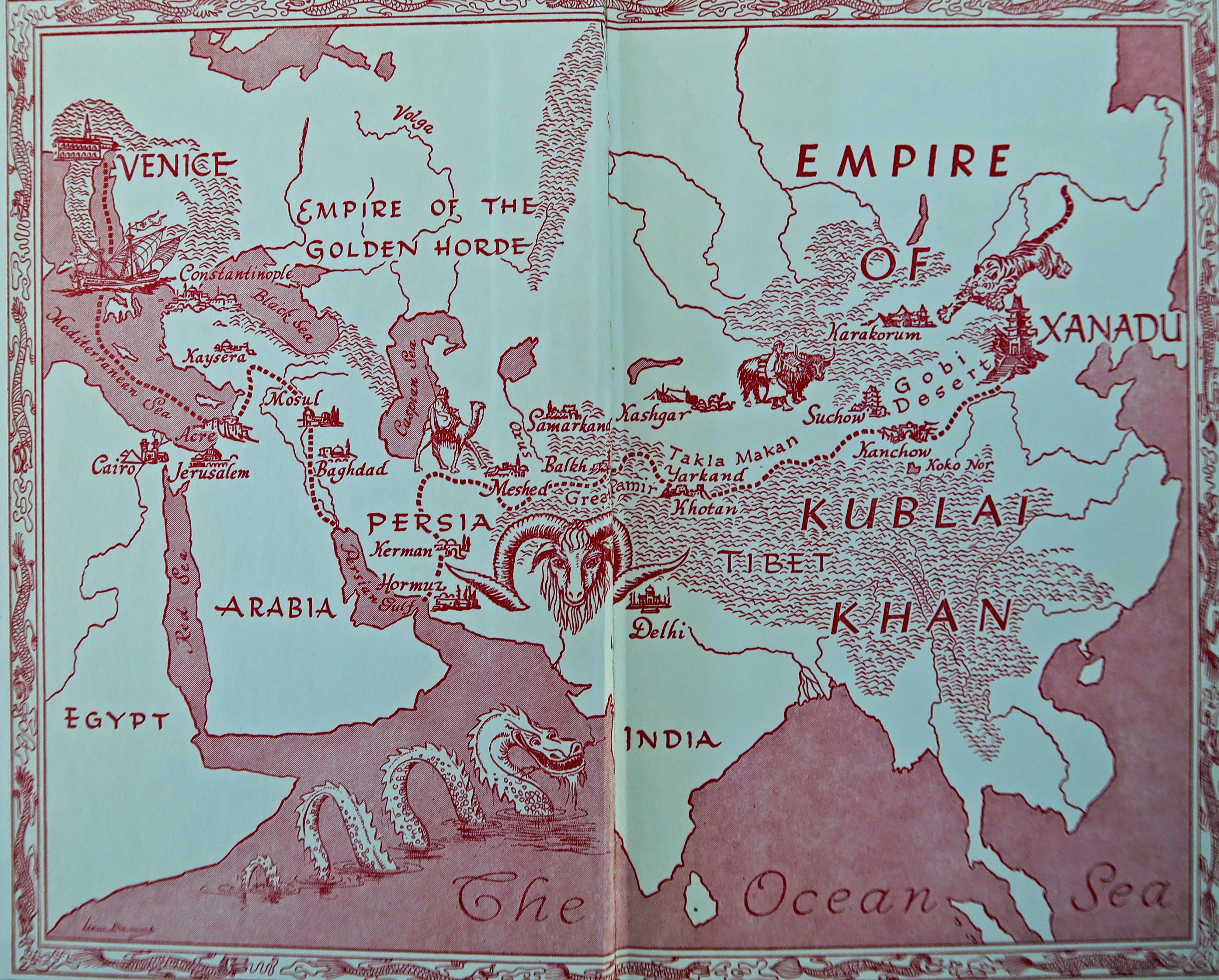 Map from Edison Marshall's book Caravan to Exanadu